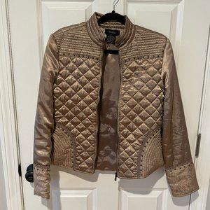 Eivissa‎ Satin Tan Quilted Jacket - Size Small